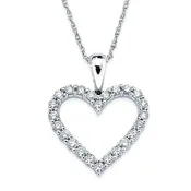 14 Karat White Gold Diamond Heart Pendant Necklace-0.25 ctw.