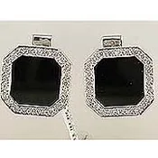 14KW Octagon Shape Onyx Cufflinks 48Dia=.58Cttw