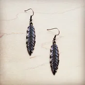 Antiqued Copper Feather Earrings