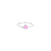 10k White Gold Created Sapphire Curved Women's Ring
