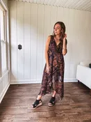 Black Midnight Garden Wrap Midi Dress