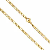 18k Gold PVD Stainless Steel 3mm Figaro Link Chain