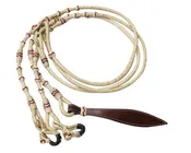#031: Showman ® Braided Natural Rawhide Romal Reins with Leather Popper