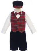 Boys’ Plaid &amp; Velvet Knicker Set