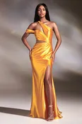 Asymmetrical Satin Gown Y025