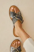 Taupe Snake Buckle Slide Sandals – Chic Comfort Everyday Flats