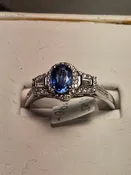 10K White Gold Engagement Ring 1ct Oval Blue Sapphire 4.3g