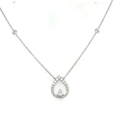 14K White Gold Round Shape Diamond 14K White Gold Cable Link Necklace (.38ctw)