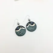 Dark Green Porcelain Wave Earrings with Sterling Silver Wires — Tonya Lov Jewelry