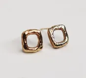 14kt Textured Square Studs — Jackson Grey Jewelers