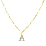 0.04ct 14k Yellow Gold Diamond Necklace - Initial A