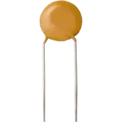 0.1 µF (100 nF) Ceramic Disc Capacitor, 50V, ±20% Tolerance, Radial Leads