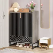 5-Tier Double-Door Shoe Cabinet – White / Brown / Rustic Brown / Grey, Holds 25 Pairs