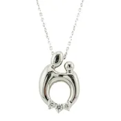 0.18ctw Diamond Accented Mother's Pendant in 14K White Gold - Chain Not Included
