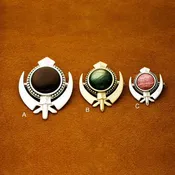 Beaded border gemstone Khanda pin pendant