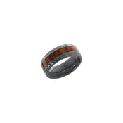 Lashbrook Damascus Steel Band with Coccobollo Wood Inlay — Beifeld Jewelers