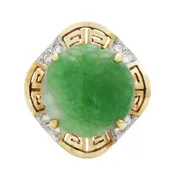 1960s Carved Green Jade Diamond Ring | Antique & Estate Jewelry | Designs in Gold