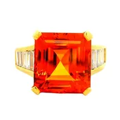 10.00 Carat Imperial Topaz Diamond 18k Yellow Gold Ring