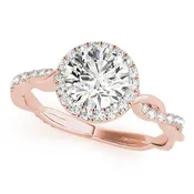 14kt Rose Gold Halo Twist Engagement Ring Setting