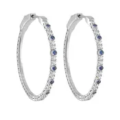 14K White Gold Diamond and Sapphire Flex Hoops