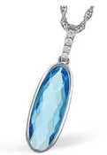 14KT White Gold Blue Topaz Pendant Necklace