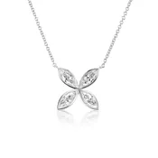 Famille Collection Marquise-Shaped Diamond Flower Pendant