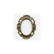 Floral Setting Frame Oxidized Brass (1) - Vintage Jewelry Supplies