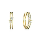 18kt Gold Double Pear Diamond Huggy Hoops
