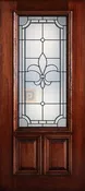6' 8" 2/3 Lite Decorative Glass Mahogany Wood Front Door - PD 3068-23 FLEU