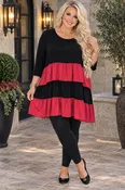 100 CP {Red Rush} Black Red Color Block Tiered Ruffle Top EXTENDED PLUS SIZE 3X 4X 5X 6X