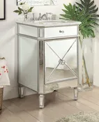 24 Inch Freestanding Asger Mirrored Bathroom Vanity, Fully Assembled