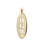 10K Brushed Gold Oval 'Mom' Pendant