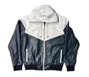 2 Tone Hoodie Style Leather Jacket
