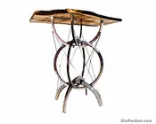 BR1 Bicycle Wheel Bar Table - Live Edge Wood Top — Bike Furniture Design