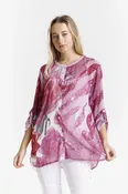 Artemis Flower Long Sleeve Sheer Blouse (BLS501F)
