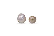 2 pearl set of golden-dappled Japan Kasumi pearls