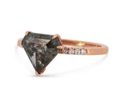 14KT Rose Gold Pentagonal Salt and Pepper Diamond Ring