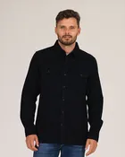 Flannel - Western Shirt - Black Brushed Twill