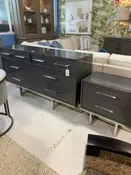 3 PIECE SET  DRESSER WITH MIRROR AND NIGHTSTAND HIGH GLOSS GREY FINISH