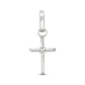 Charmed Memories Wood-Textured Cross Charm Sterling Silver