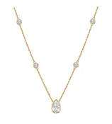 10K Yellow Gold 1.00ctw Pear &amp; Round Lab Grown Diamond Bezel Station Necklace