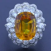 10.50 Carat Orange Sapphire Diamond 14k White Gold Ring, GIA Certified