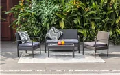 Olivia Thin 4 Piece Wicker Rattan Conversation Patio Set