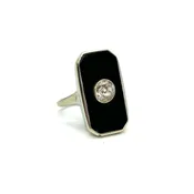 Vintage Black Onyx & Diamond Ring