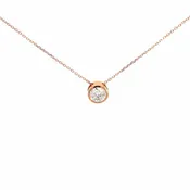 14K Rose Gold Round Moissanite Pendant Necklace