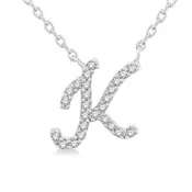 10K White Gold 'K' Initial Diamond Necklace