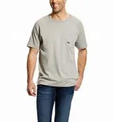 Ariat Mens Short Sleeve Cotton Strong Tee Shirt - Heather Grey  10025373