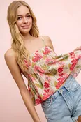 Adjustable Strap Smocked Floral Top