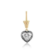 14k clip top laboratory grown heart shaped diamond oxidized bezel pendant
