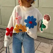Colorful Floral Decorative Sweater